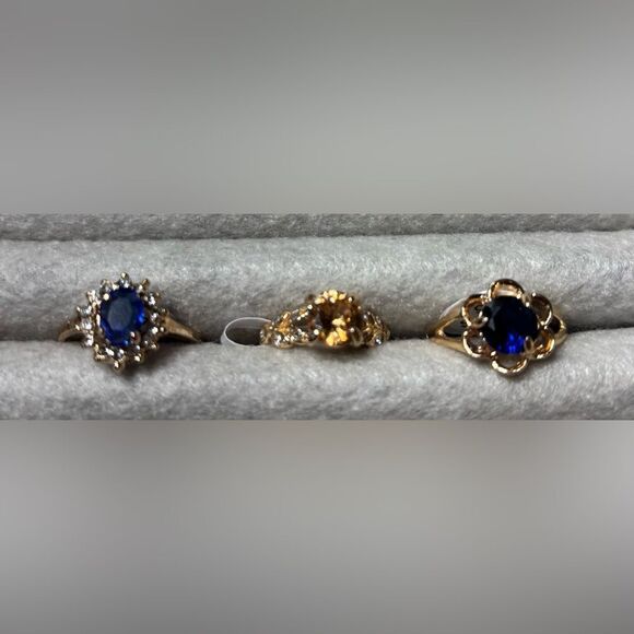 September Birthstone Fashion Colorful Rhinestone Boutique Ring Gold Plates Size - Picture 3 of 4